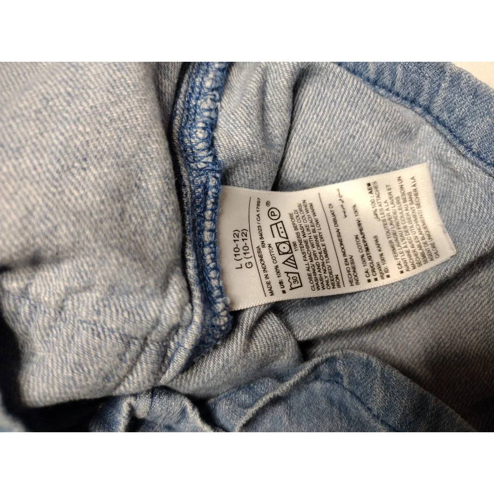 Old Navy Girls Light Wash Denim Romper Button Front Size L 10-12 Cotton‎